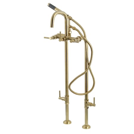 Aqua Vintage CCK8407DL Freestanding Tub Faucet with Supply Line, Stop Valve, Brushed Brass CCK8407DL
